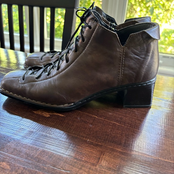 Rieker Square Toe Lace Up Brown Boots - Picture 9 of 11